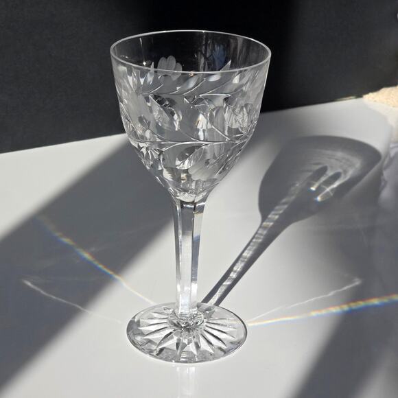 4 Kosta-Boda Rosa Elegant Etched Crystal Water Goblets 7" Cocktails Wine Dinner - Picture 2 of 15